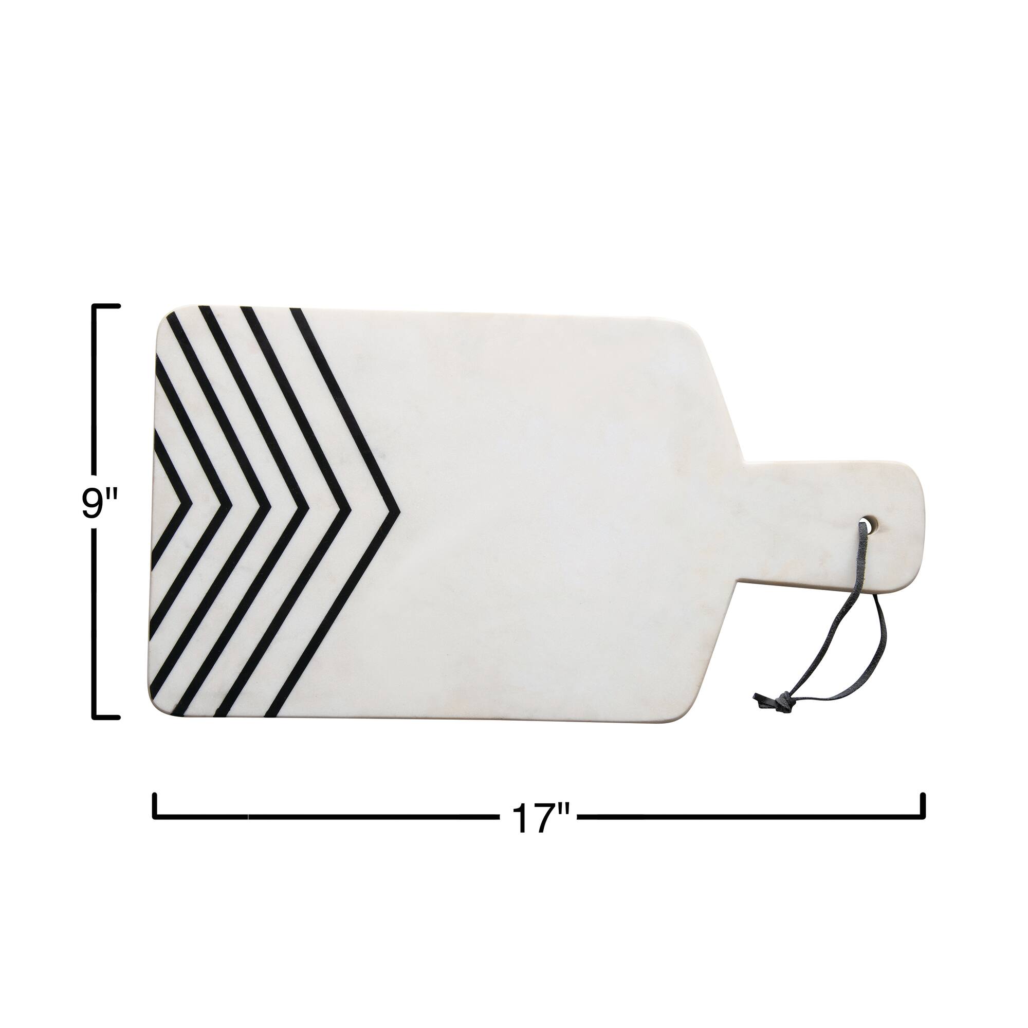 Hello Honey® 17" White and Black Chevron Marble Cheese/Cutting Board